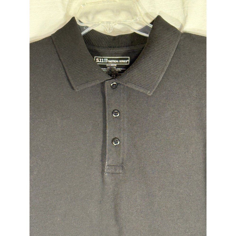 5.11 Tactical Mens Solid Black Knit Polo Shirt 2XL Short Sleeve Cotton